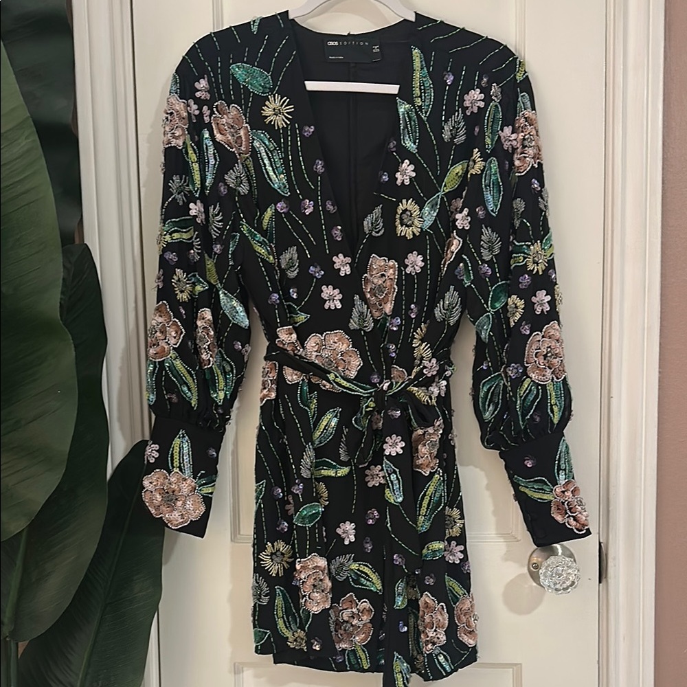 ASOS Edition Beaded Floral Black Dress